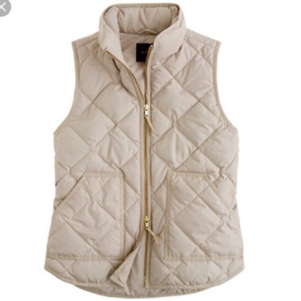 J. Crew Factory Cream Puffer Vest Down Blend Size S